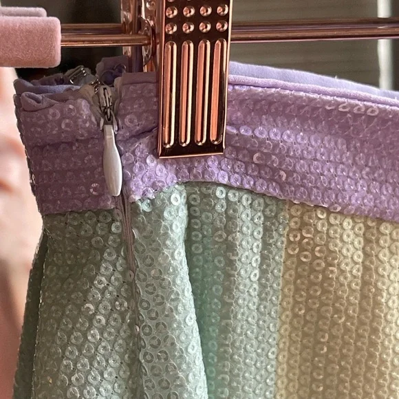 Olivia Rubin Penelope Sequin Pastel Rainbow Skirt